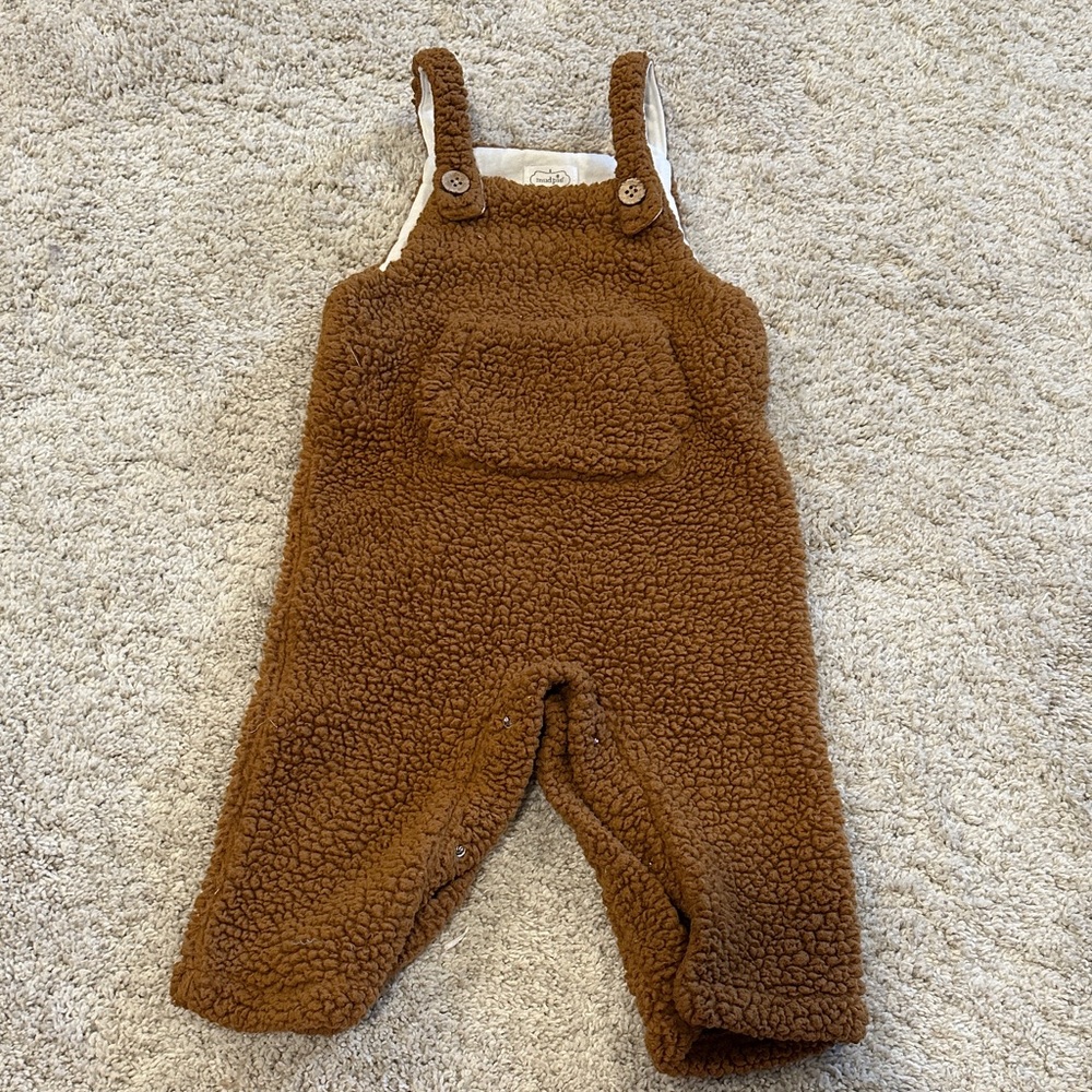 Mud Pie Fuzzy Brown Kids Overalls
